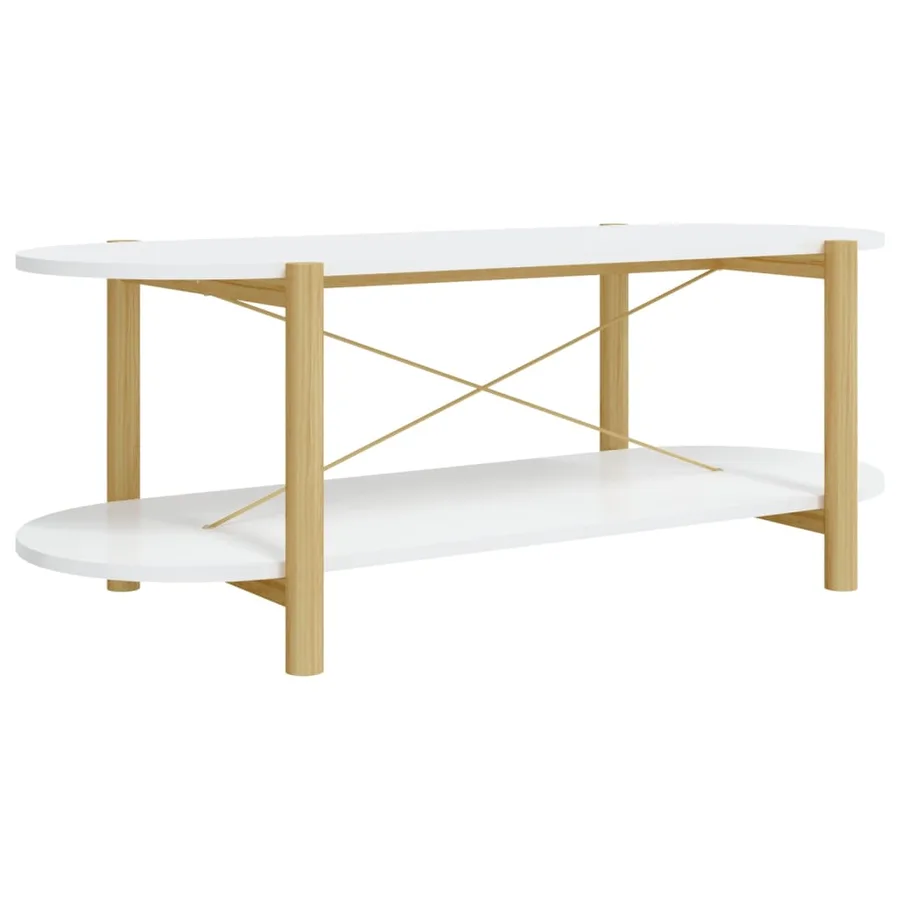 Table basse Blanc 110x48x40 cm Bois d'ingénierie - 2