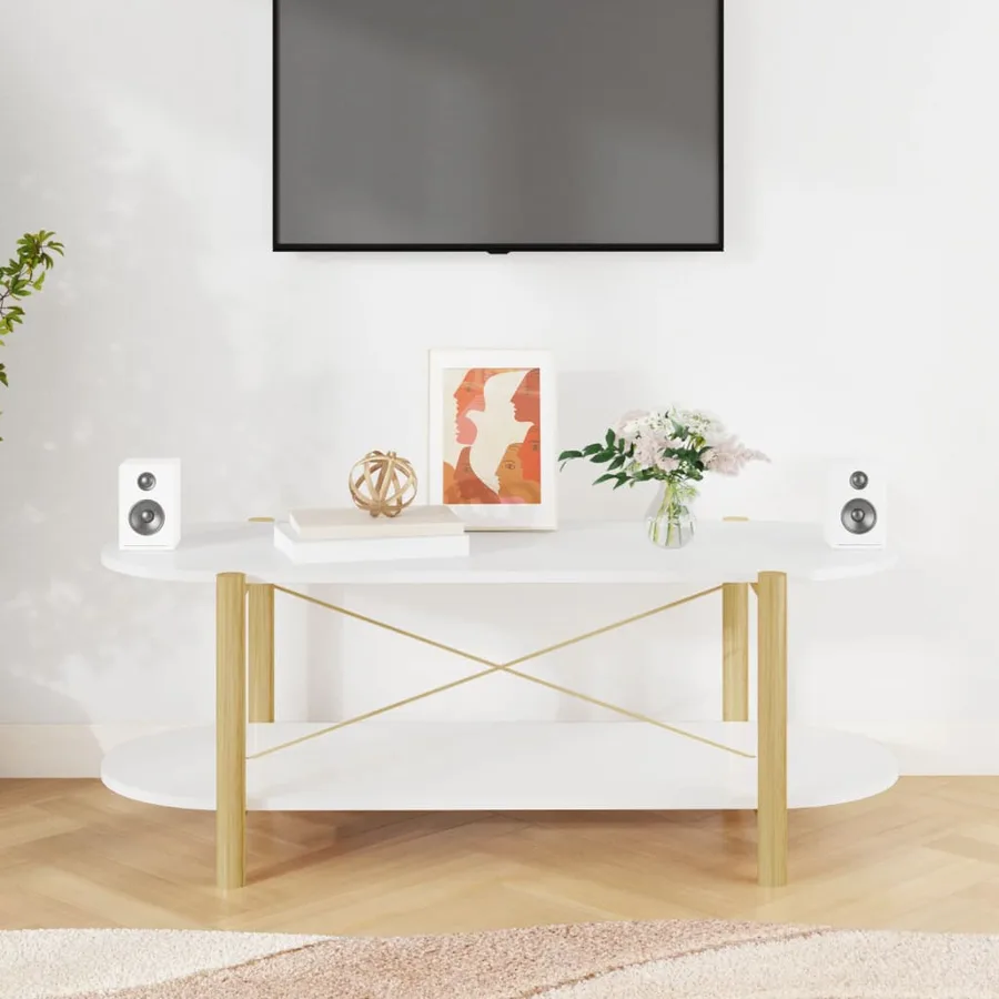 Table basse Blanc 110x48x40 cm Bois d'ingénierie - 3