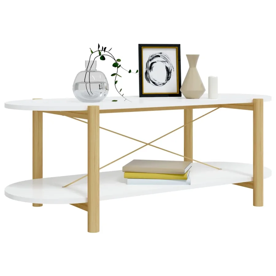 Table basse Blanc 110x48x40 cm Bois d'ingénierie - 4