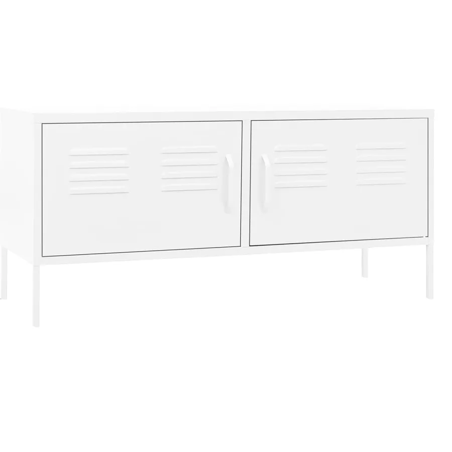 Meuble TV Blanc 105x35x50 cm Acier - 2