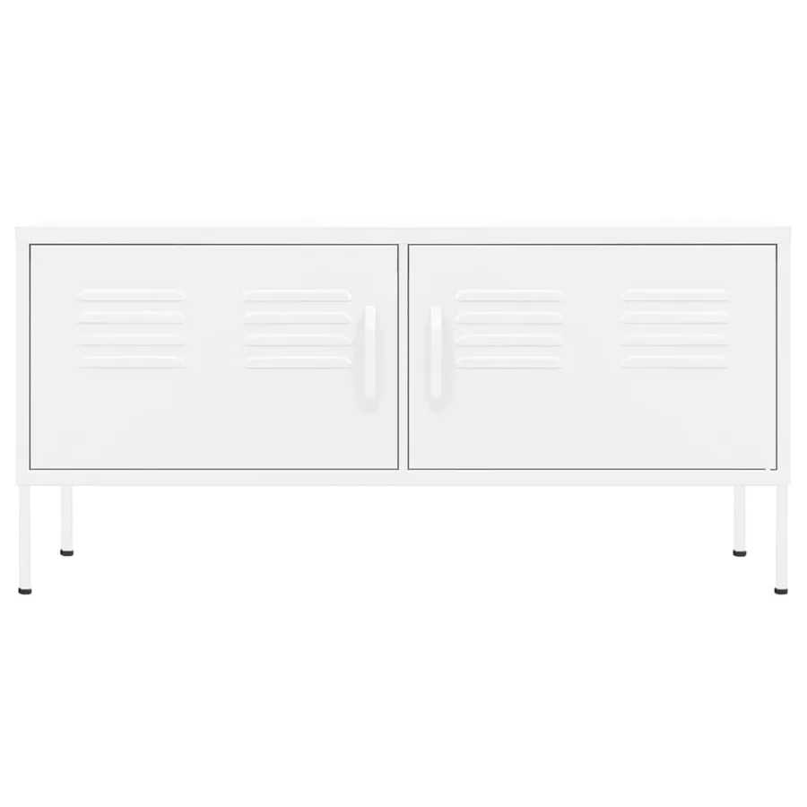 Meuble TV Blanc 105x35x50 cm Acier - 3