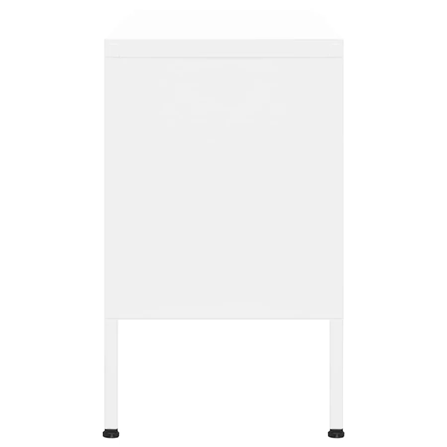 Meuble TV Blanc 105x35x50 cm Acier - 4