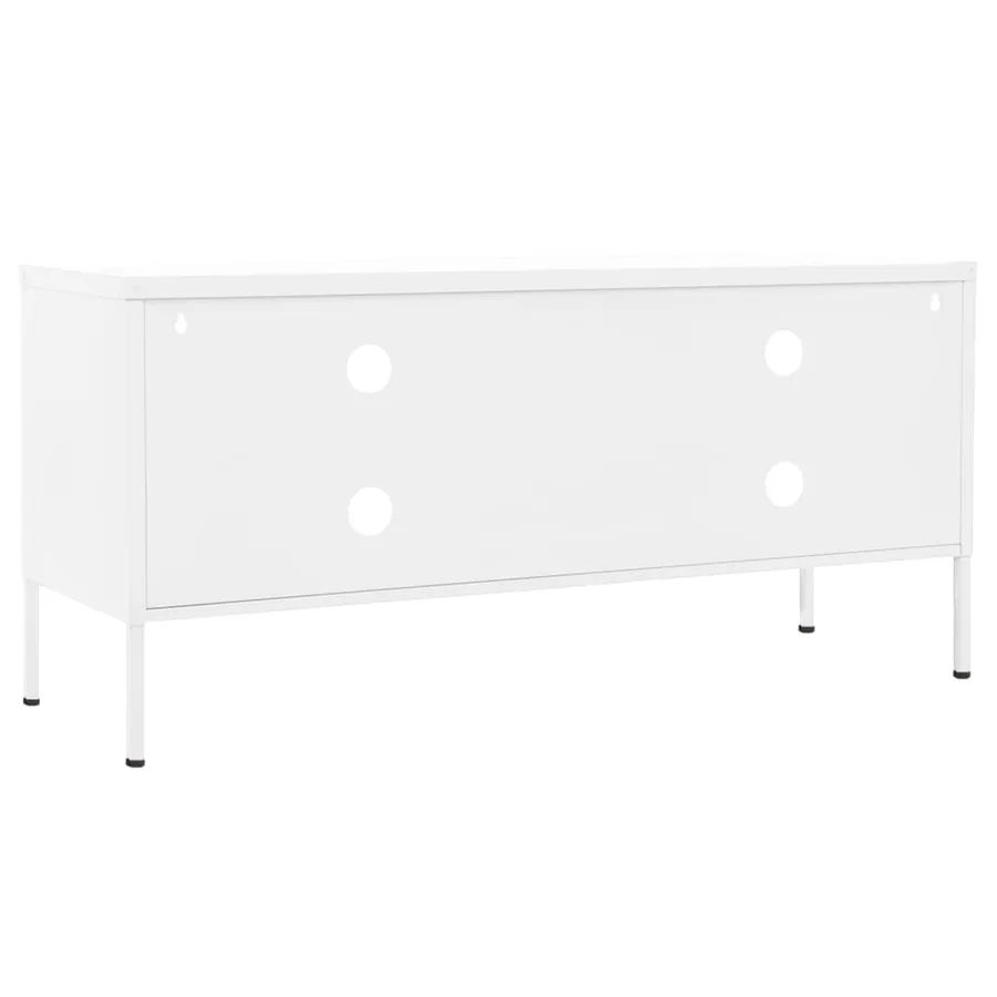 Meuble TV Blanc 105x35x50 cm Acier - 5