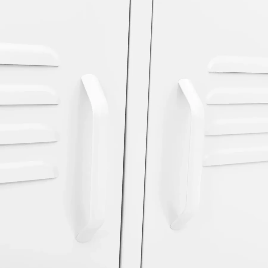 Meuble TV Blanc 105x35x50 cm Acier - 7