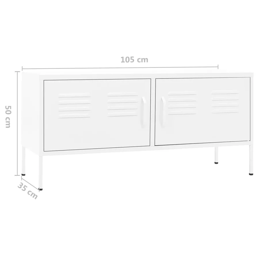 Meuble TV Blanc 105x35x50 cm Acier - 9