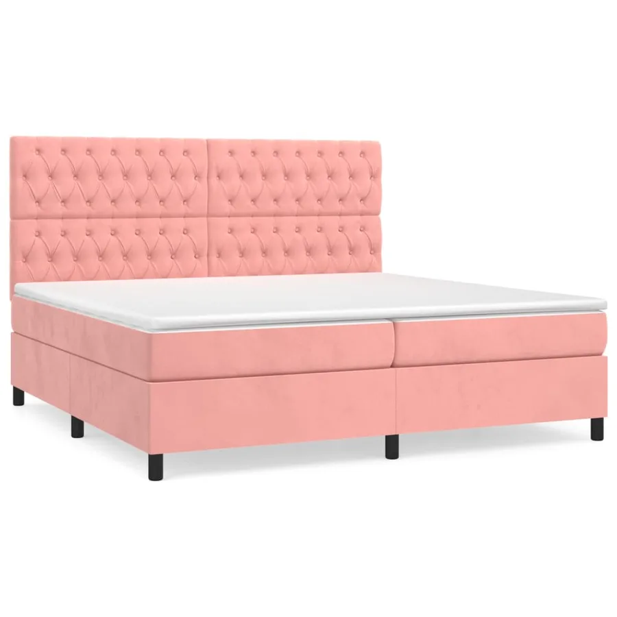 Sommier à lattes de lit avec matelas Rose 200x200 cm Velours - 2