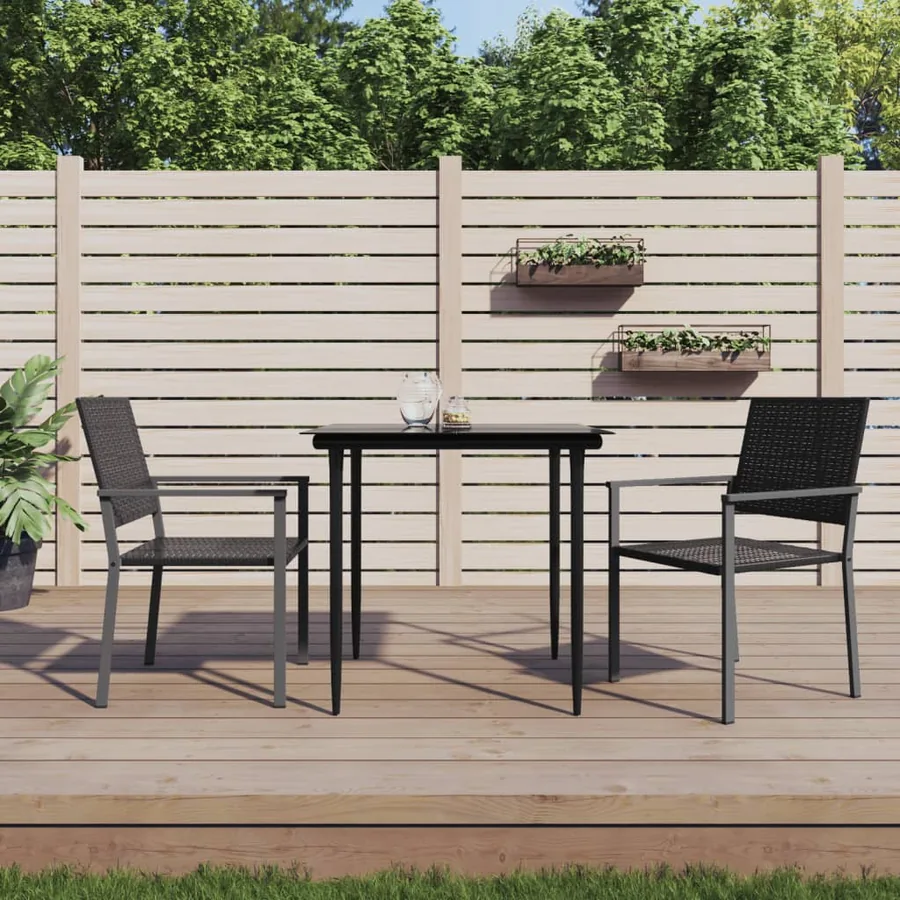 Ensemble à manger de jardin 3 pcs résine tressée acier
