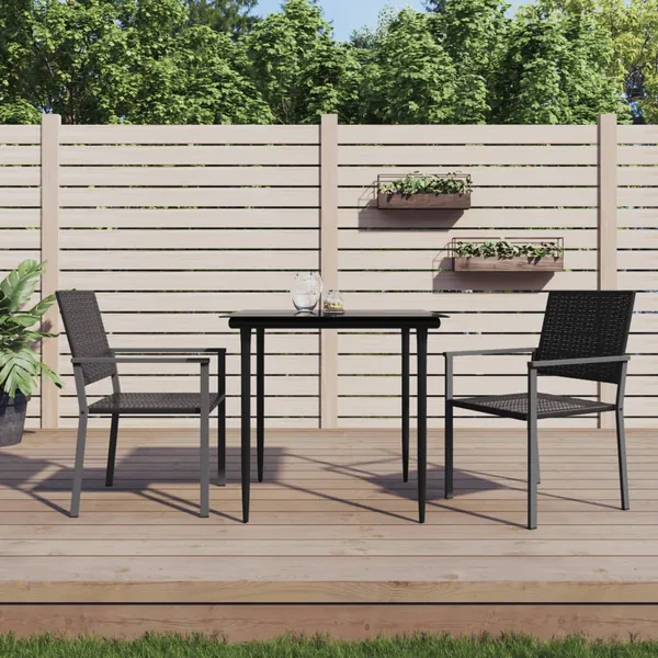 Ensemble à manger de jardin 3 pcs résine tressée acier