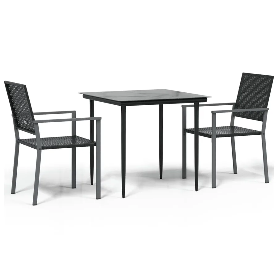 Ensemble à manger de jardin 3 pcs résine tressée acier - 2