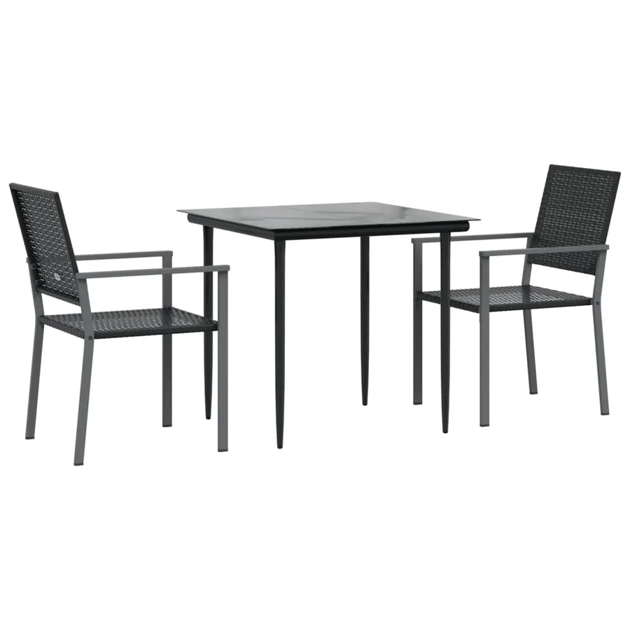 Ensemble à manger de jardin 3 pcs résine tressée acier - 3