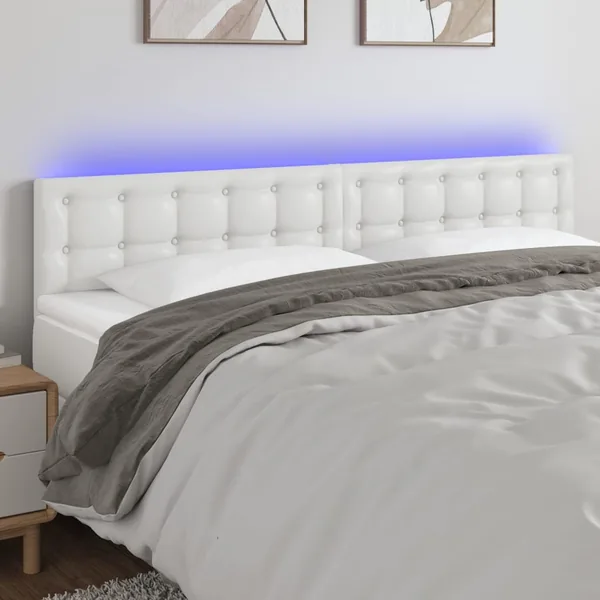 Tête de lit à LED Blanc 180x5x78/88 cm Similicuir