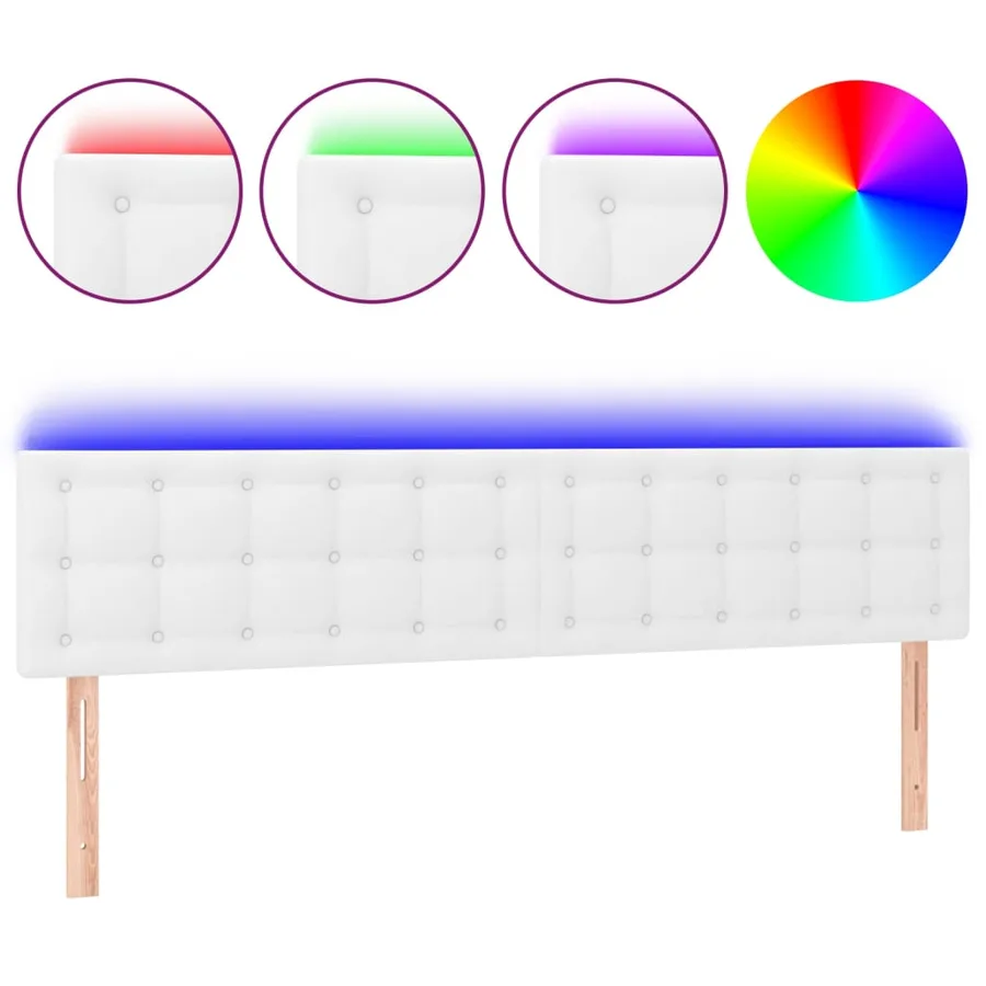 Tête de lit à LED Blanc 180x5x78/88 cm Similicuir - 2