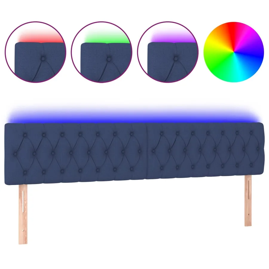 Tête de lit à LED Bleu 180x7x78/88 cm Tissu - 2