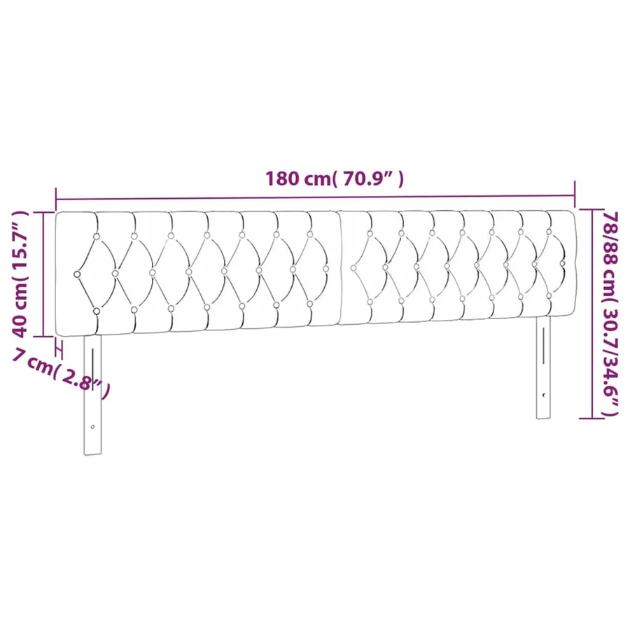 Tête de lit à LED Bleu 180x7x78/88 cm Tissu - 6