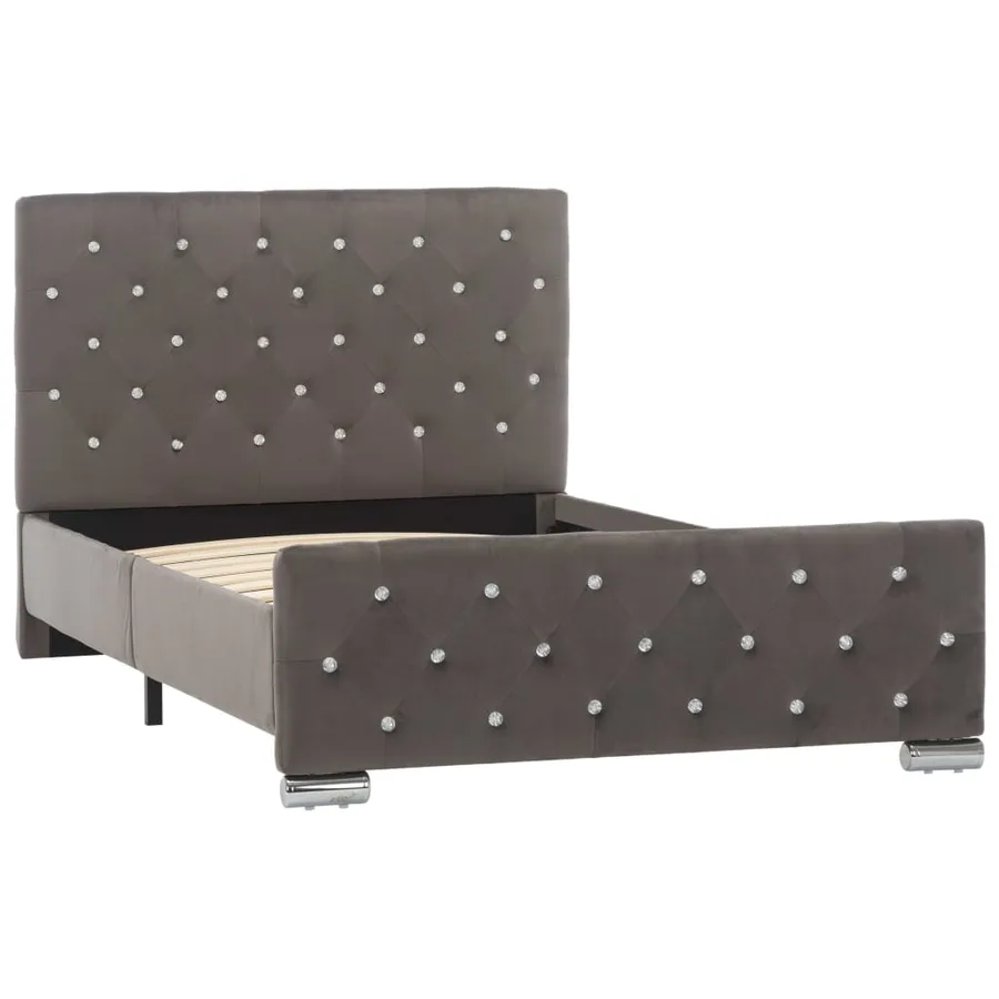 Cadre de lit sans matelas gris velours 100x200 cm - 2