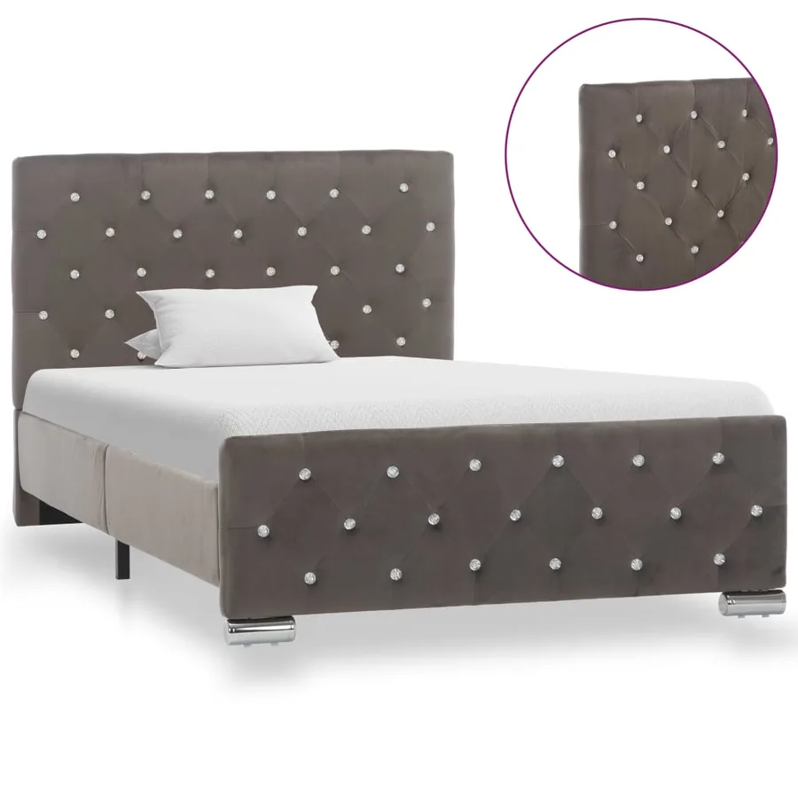 Cadre de lit sans matelas gris velours 100x200 cm - 3
