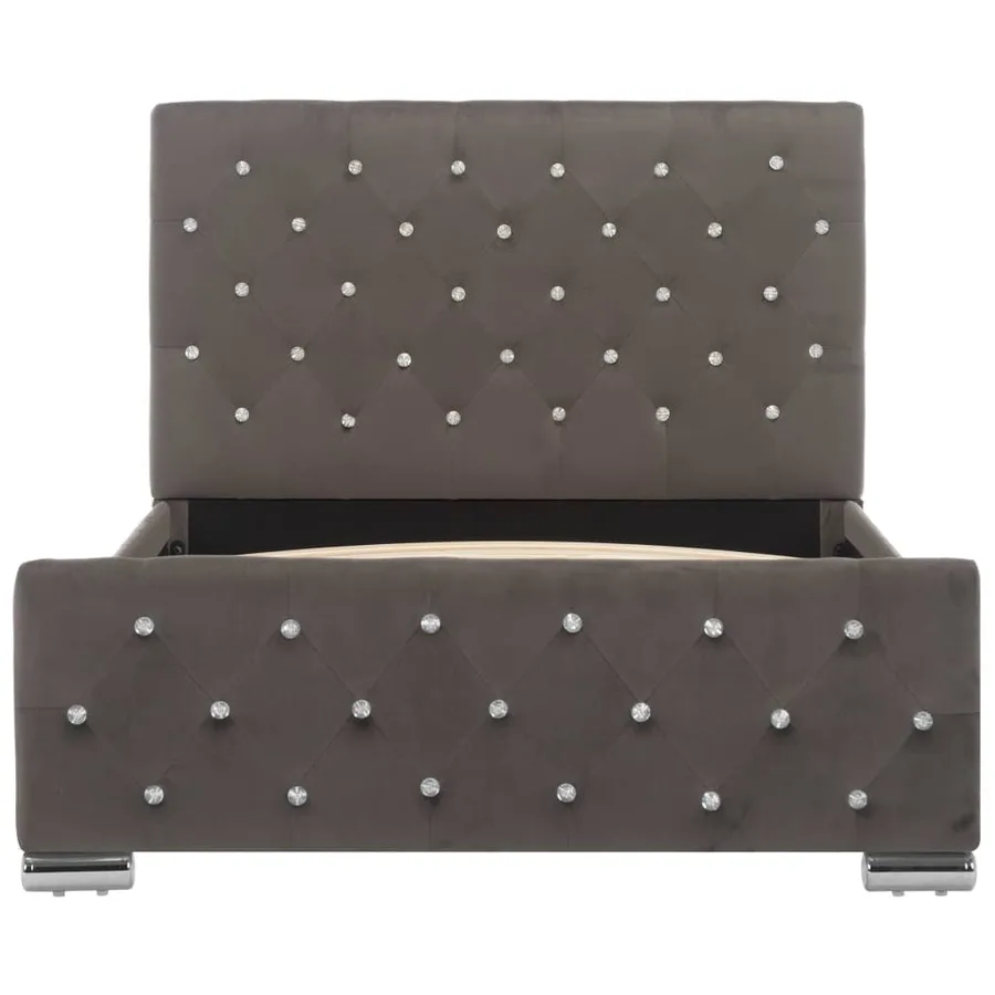 Cadre de lit sans matelas gris velours 100x200 cm - 4