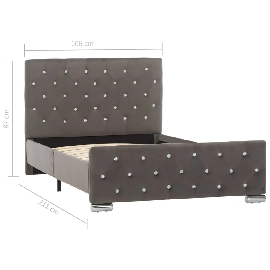 Cadre de lit sans matelas gris velours 100x200 cm - 8