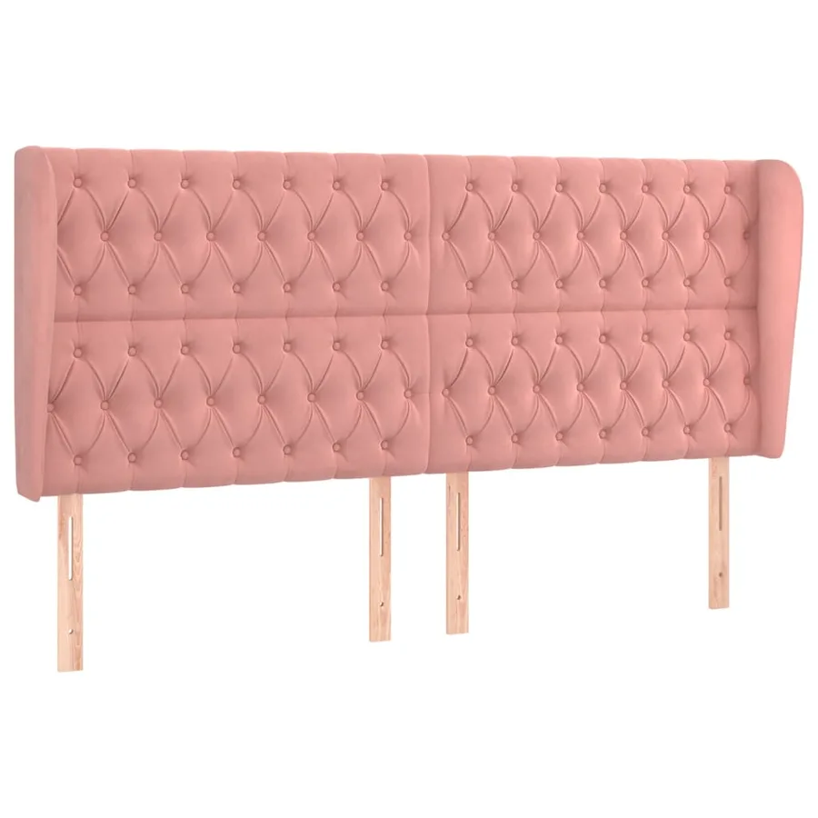 Tête de lit avec oreilles Rose 183x23x118/128 cm Velours - 2