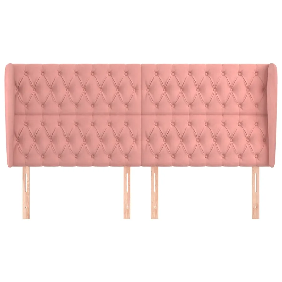 Tête de lit avec oreilles Rose 183x23x118/128 cm Velours - 3