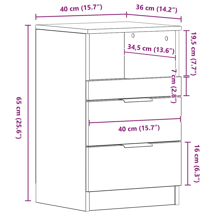 Table de chevet Blanc Bois d'ingénierie - 8