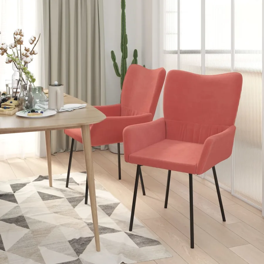 Chaises à manger lot de 2 Rose Velours - 3