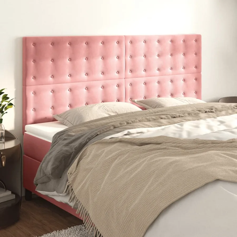 Tête de lit Rose 200x5x118/128 cm Velours