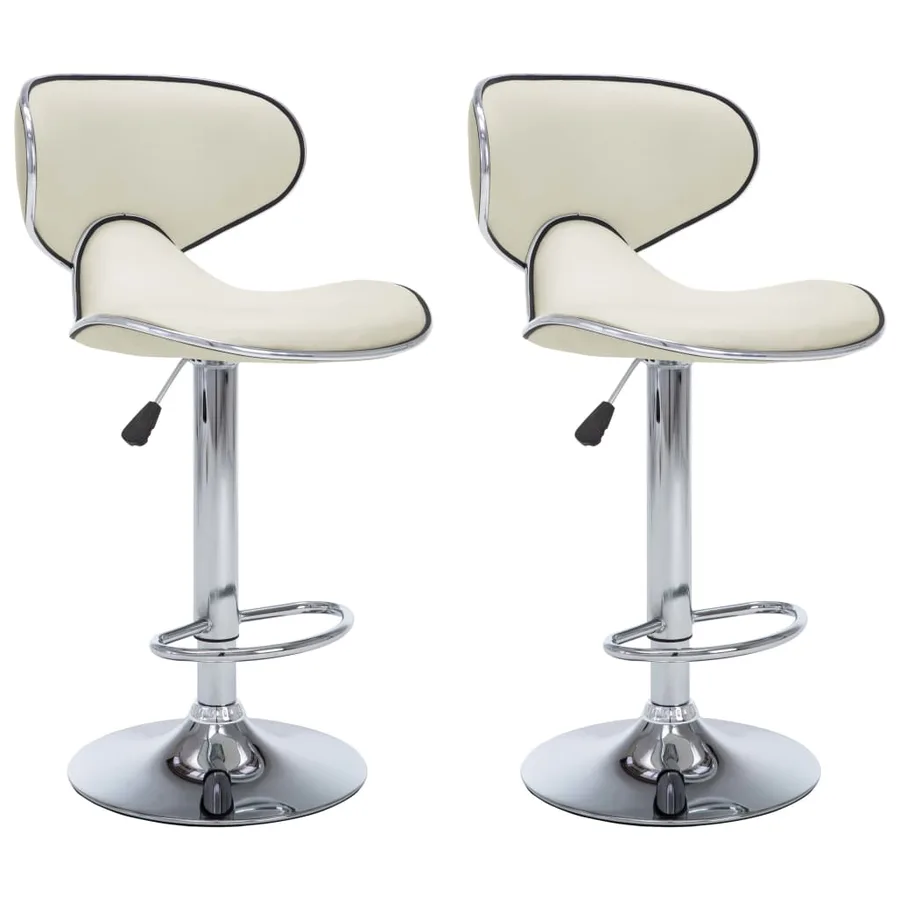 Tabourets de bar lot de 2 crème similicuir - 2