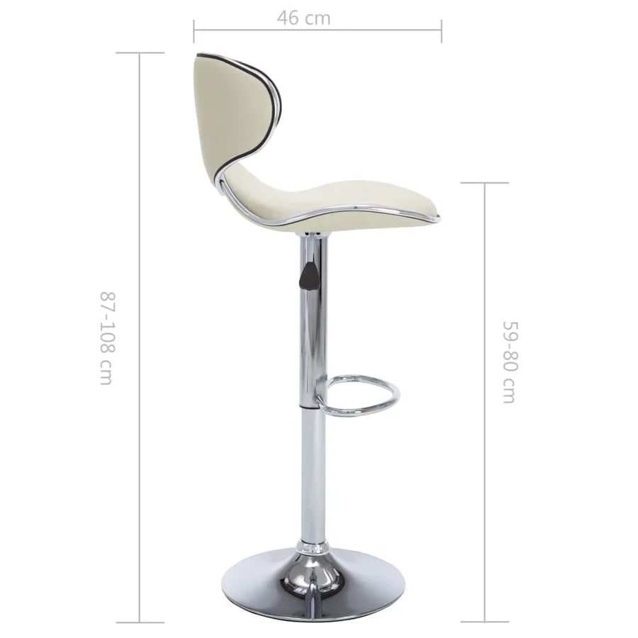 Tabourets de bar lot de 2 crème similicuir - 9