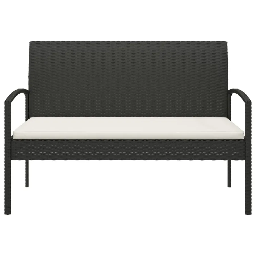 Banc de jardin avec coussin noir 105 cm résine tressée - 3