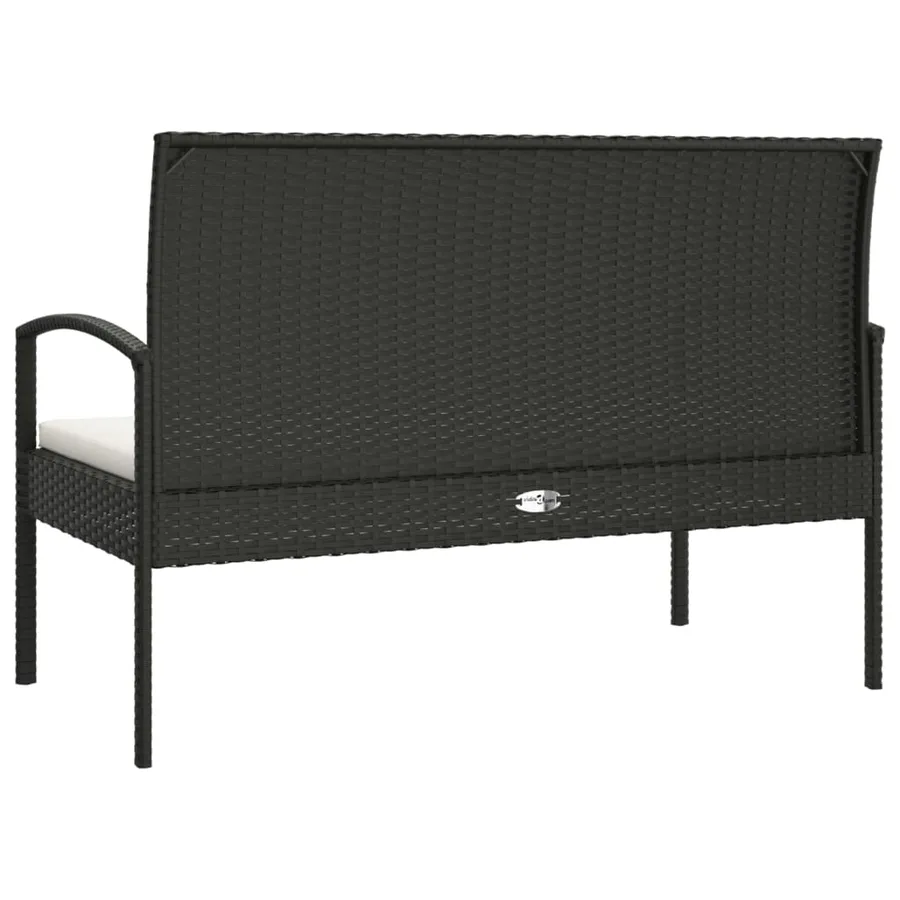Banc de jardin avec coussin noir 105 cm résine tressée - 5