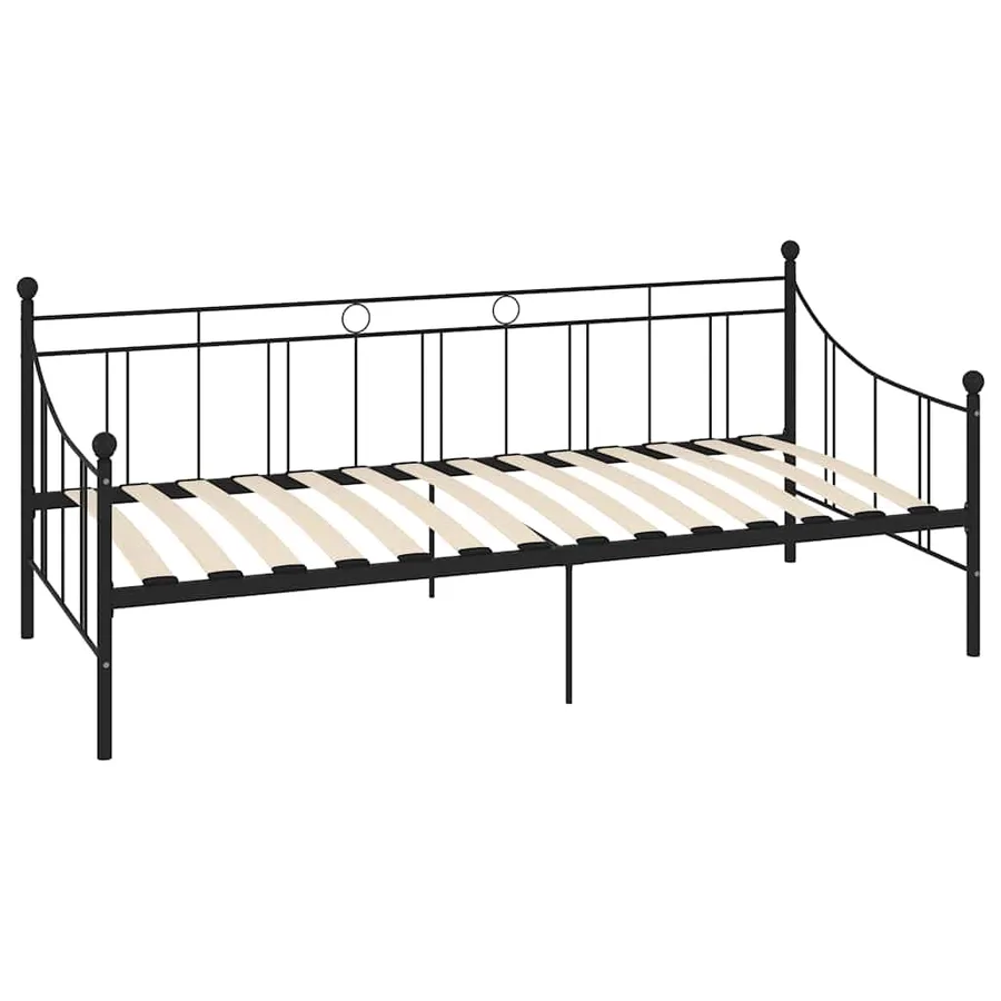 Cadre de lit de repos sans matelas noir métal 90x200 cm - 2
