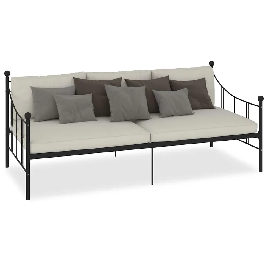 Cadre de lit de repos sans matelas noir métal 90x200 cm - 3