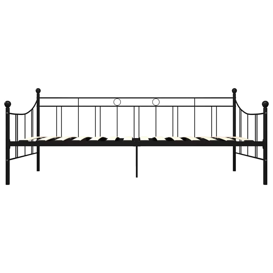 Cadre de lit de repos sans matelas noir métal 90x200 cm - 4