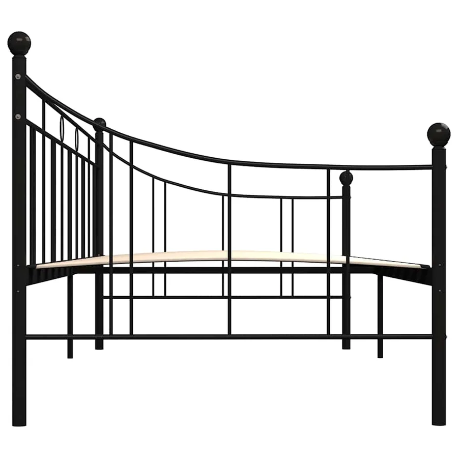 Cadre de lit de repos sans matelas noir métal 90x200 cm - 5