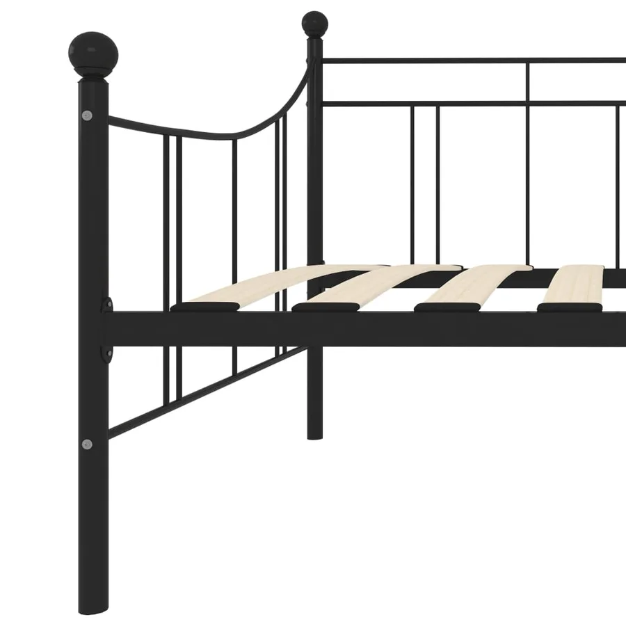 Cadre de lit de repos sans matelas noir métal 90x200 cm - 6