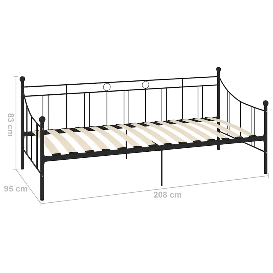 Cadre de lit de repos sans matelas noir métal 90x200 cm - 8