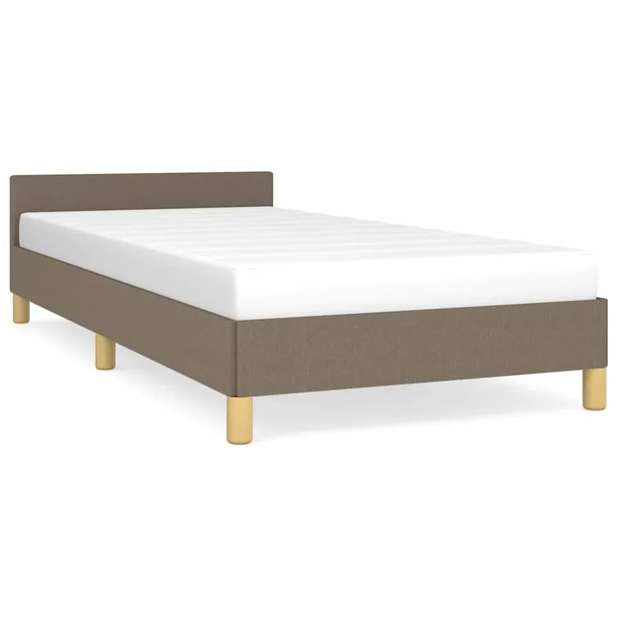 Cadre de lit avec tête de lit sans matelas taupe 90x200cm tissu - 2