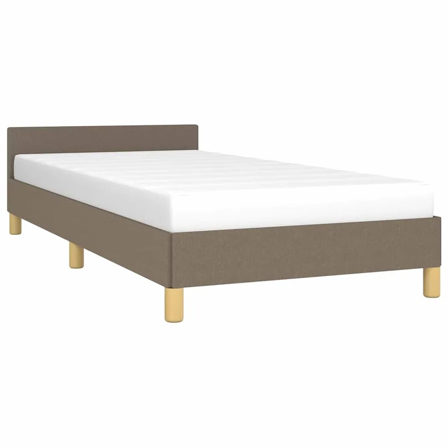 Cadre de lit avec tête de lit sans matelas taupe 90x200cm tissu - 3