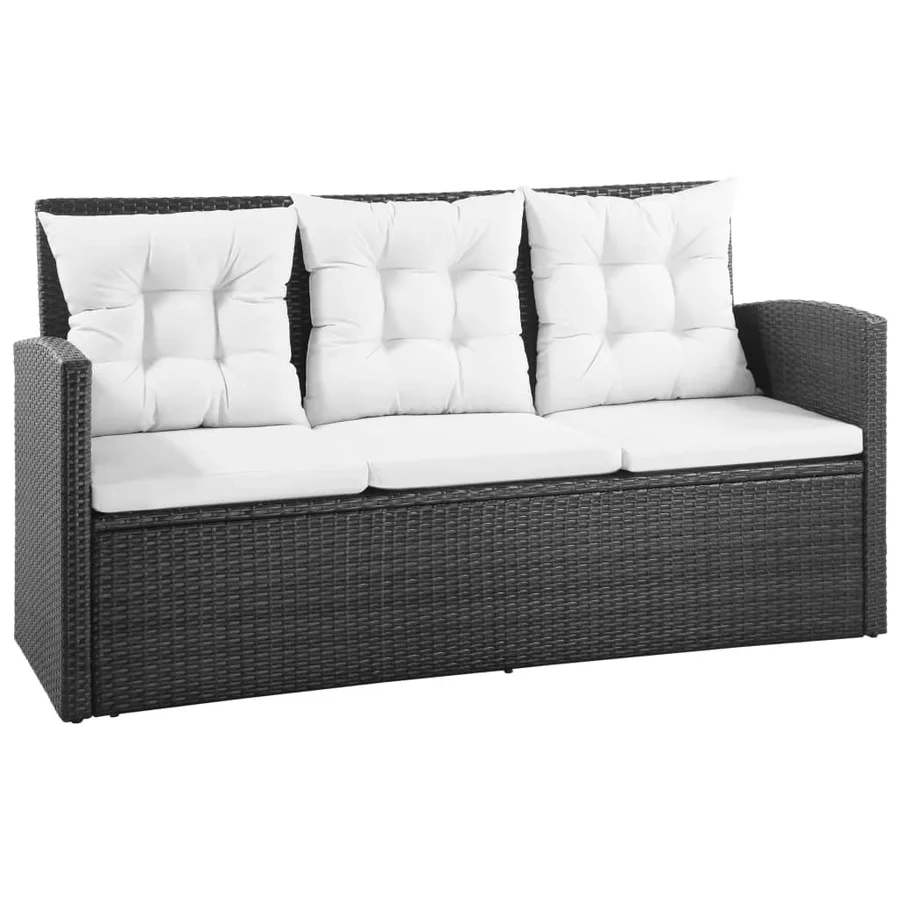 Salon de jardin 5 pcs avec coussins Résine tressée Noir - 2