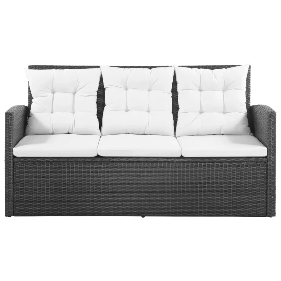 Salon de jardin 5 pcs avec coussins Résine tressée Noir - 3