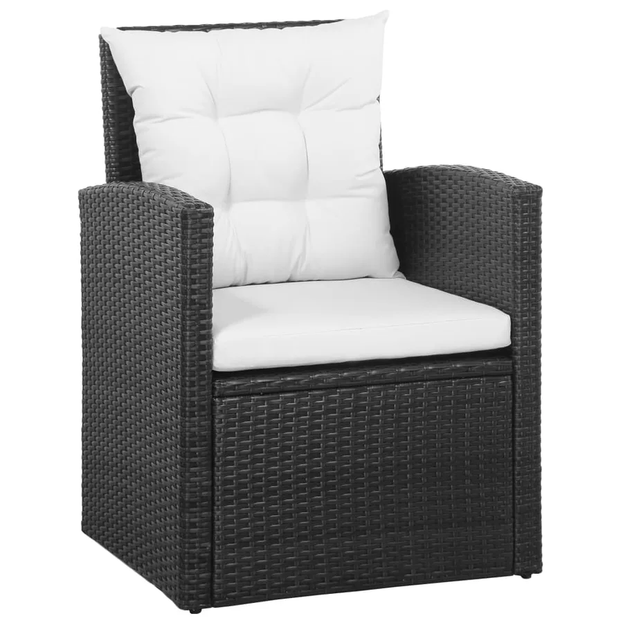 Salon de jardin 5 pcs avec coussins Résine tressée Noir - 4