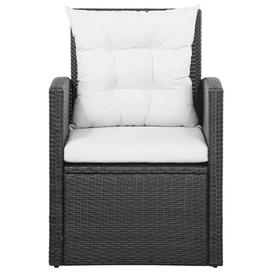 Salon de jardin 5 pcs avec coussins Résine tressée Noir - 5
