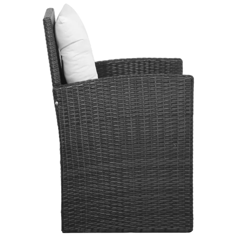 Salon de jardin 5 pcs avec coussins Résine tressée Noir - 6