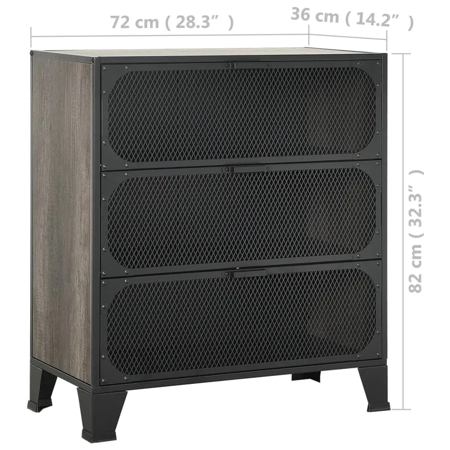Armoires de rangement 2 pcs Gris 72x36x82 cm Métal et MDF - 10
