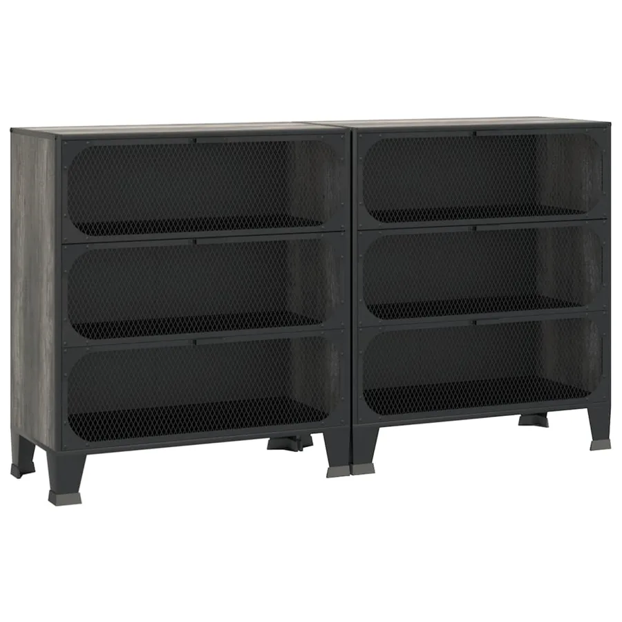 Armoires de rangement 2 pcs Gris 72x36x82 cm Métal et MDF - 2