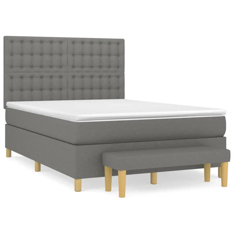 Sommier à lattes de lit avec matelas Gris foncé 140x190cm Tissu - 2