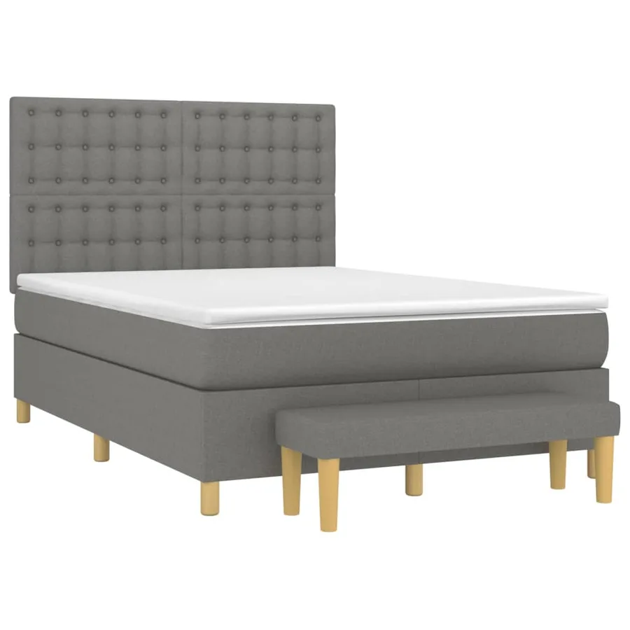 Sommier à lattes de lit avec matelas Gris foncé 140x190cm Tissu - 3