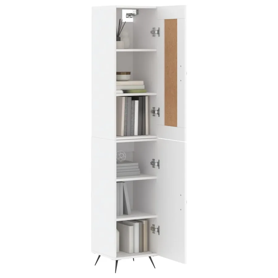 Buffet haut Blanc 34,5x34x180 cm Bois d'ingénierie - 3