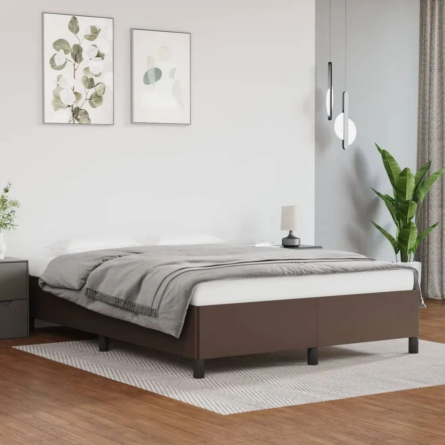 Cadre de lit sans matelas marron 140x200 cm similicuir